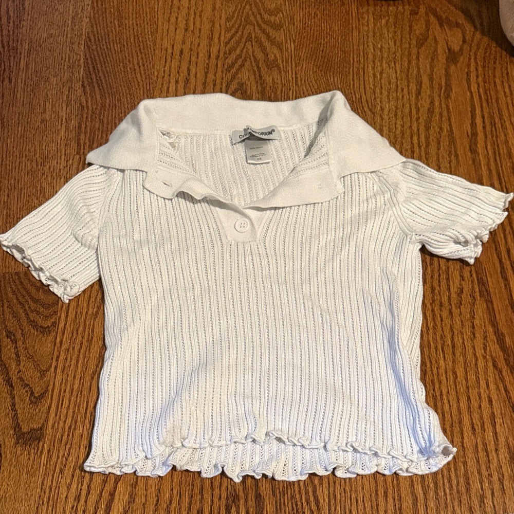 Brandy Melville White Ribbed Crop Top